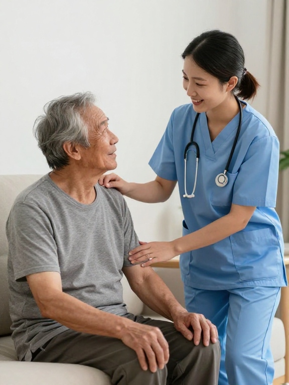 Caregiver providing dementia home care to an older adult in La Jolla